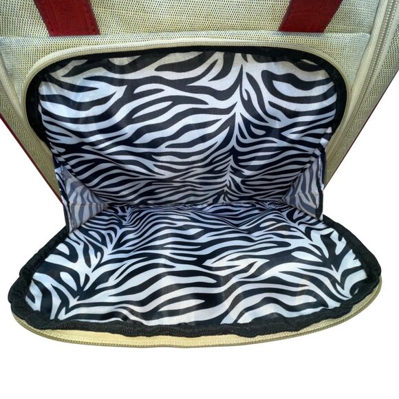 Nicole Miller Womens Beige & Red Rolling Tote Bag With Front Pocket - Picture 9 of 15
